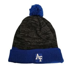 United States Air Force Embroidered Winter Beanie Pom Pom Hat Gray Blue